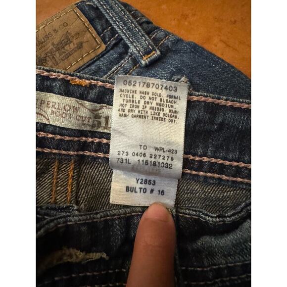 Levi’s 518 Superlow Bootcut Jeans Y2K Heart Floral Patch Vintage Sz 7M - Picture 7 of 10